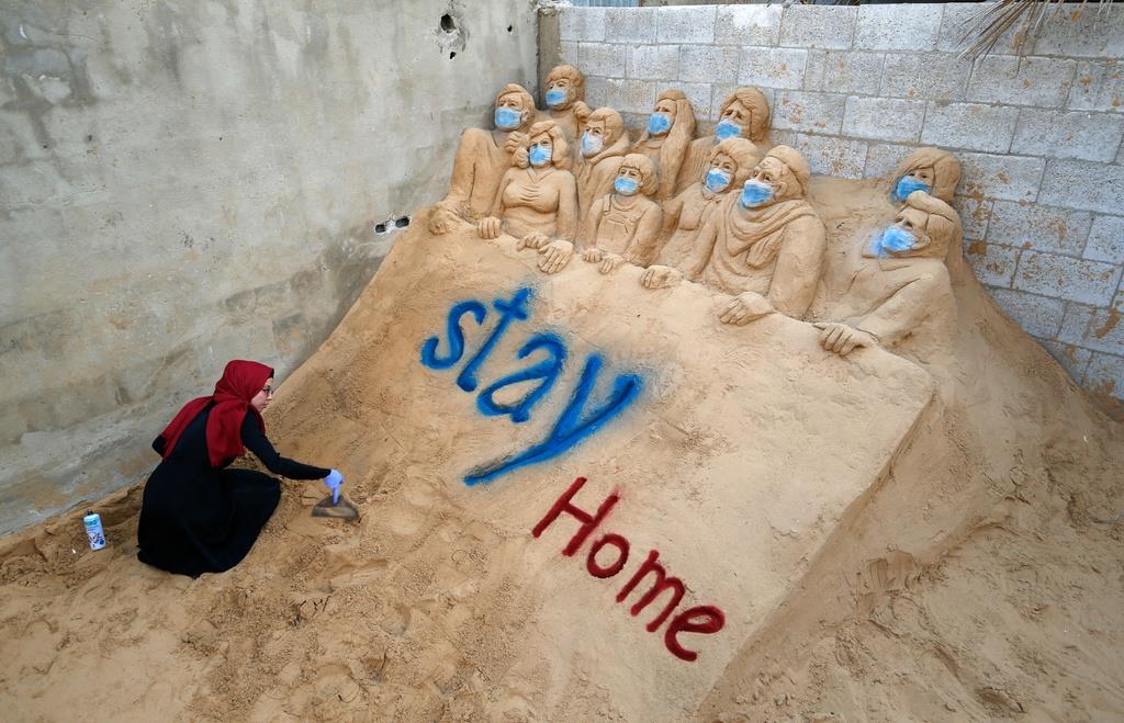 Tác phẩm điêu khắc cát ở thành phố Gaza, Palestine