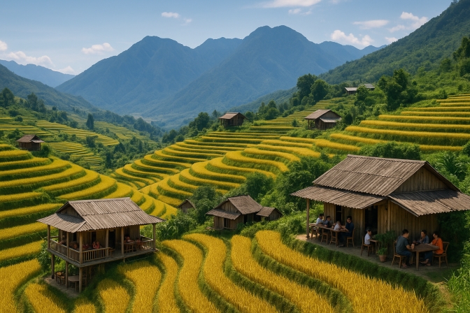 Khám Phá Vẻ Đẹp Ruộng Lúa Chín Sa Pa Qua 7 Quán Cà Phê Độc Đáo