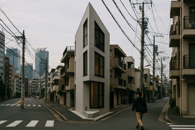 Khám Phá Kiến Trúc Độc Đáo Của Căn Hộ Hình Tam Giác Siêu Mỏng Tại Tokyo