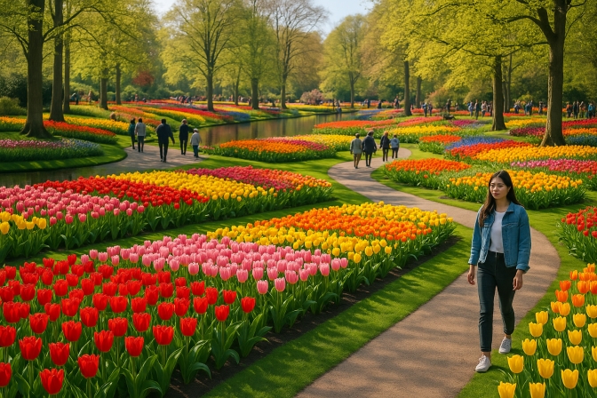 Khám Phá Mùa Hoa Tulip Rực Rỡ Tại Công Viên Keukenhof Hà Lan