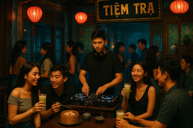 Sức Hút Hiện Đại tại Tiệm Trà Trăm Tuổi: Đêm Tiệc DJ và Hương Vị Độc Đáo